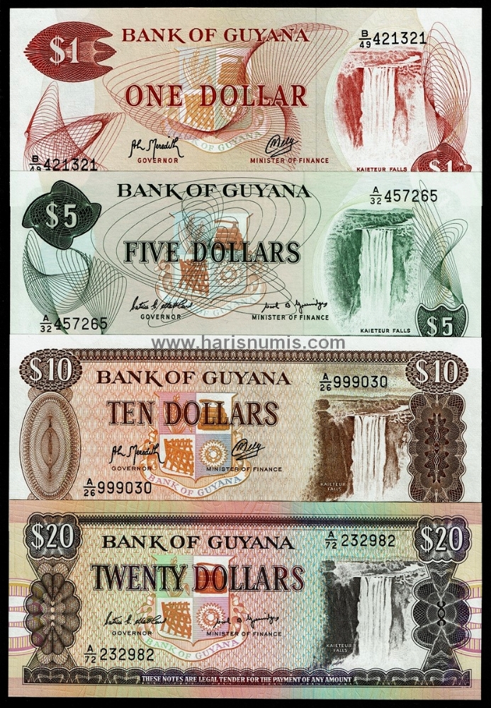 Picture of GUYANA 1 - 20 Dollars ND (1989-92) P21g - 27 UNC