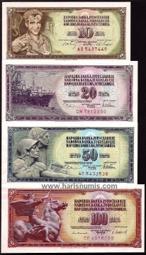 Picture of YUGOSLAVIA 10-100 Dinara 1968-81 P82-90 UNC