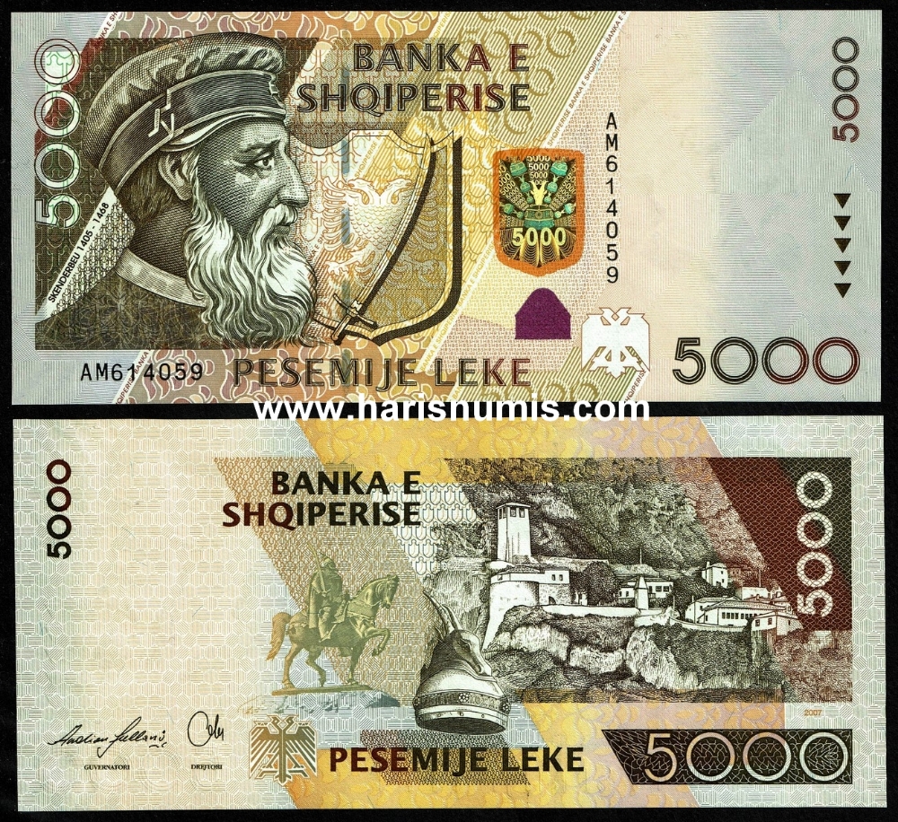 Picture of ALBANIA 5000 Leke 2007 P75 UNC