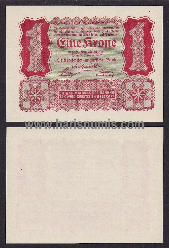 Picture of AUSTRIA 1 Krone 1922 P73 UNC