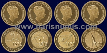 Picture of DENMARK 20 Kroner 2013 4 pc Complete Scientists set KM 956-962 UNC