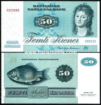 Picture of DENMARK 50 Kroner 1993 C9 type 1 P50j UNC