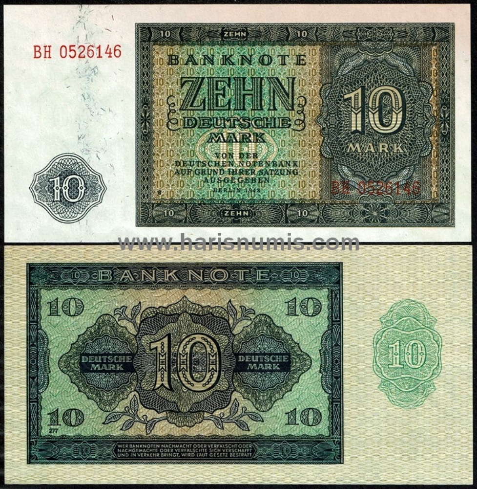 Picture of GERMANY, DEMOCRATIC REP. 10 Deutsche Mark 1948 P12b UNC