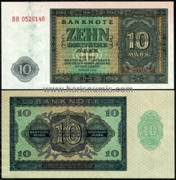 Picture of GERMANY, DEMOCRATIC REP. 10 Deutsche Mark 1948 P12b UNC