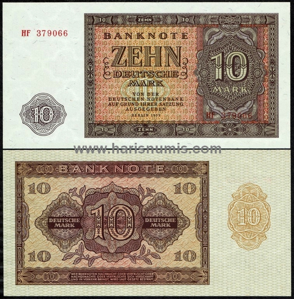 Picture of GERMANY, DEMOCRATIC REP. 10 Deutsche Mark 1955 P18a UNC