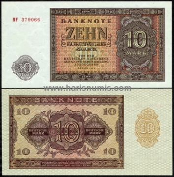 Picture of GERMANY, DEMOCRATIC REP. 10 Deutsche Mark 1955 P18a UNC