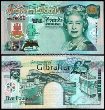 Picture of GIBRALTAR 5 Pounds 2000 Comm. P29 UNC