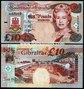 Picture of GIBRALTAR 10 Pounds 2002 P30 UNC
