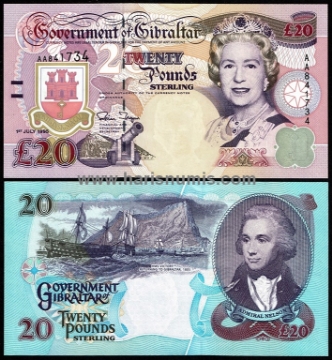 Picture of GIBRALTAR 20 Pounds 1995 P27 UNC