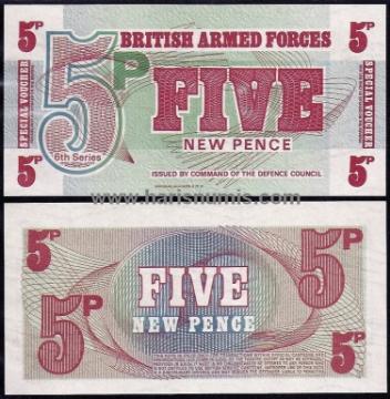 Picture of GREAT BRITAIN 5 New Pence ND(1972) BAF P M47 UNC