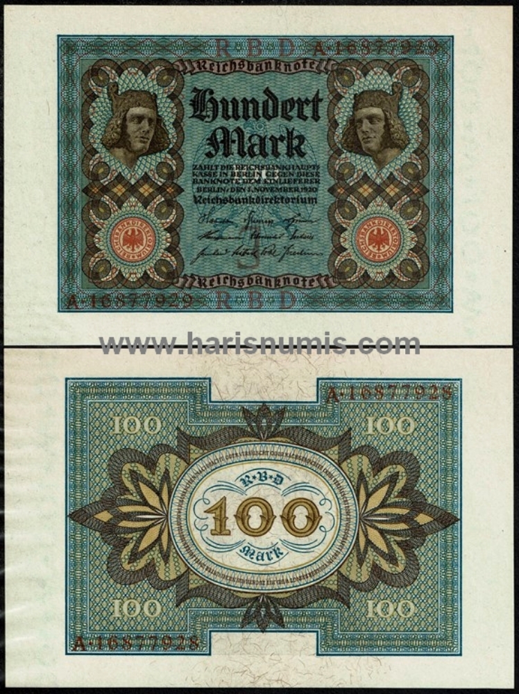 Picture of GERMANY 100 Mark 1920 P69b UNC