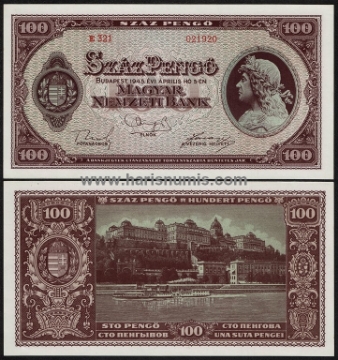 Picture of HUNGARY 100 Pengö 1945 P 111b UNC