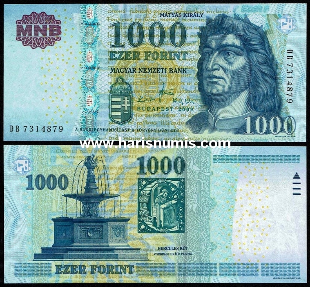 Picture of HUNGARY 1000 Forint 2009 P 197a UNC