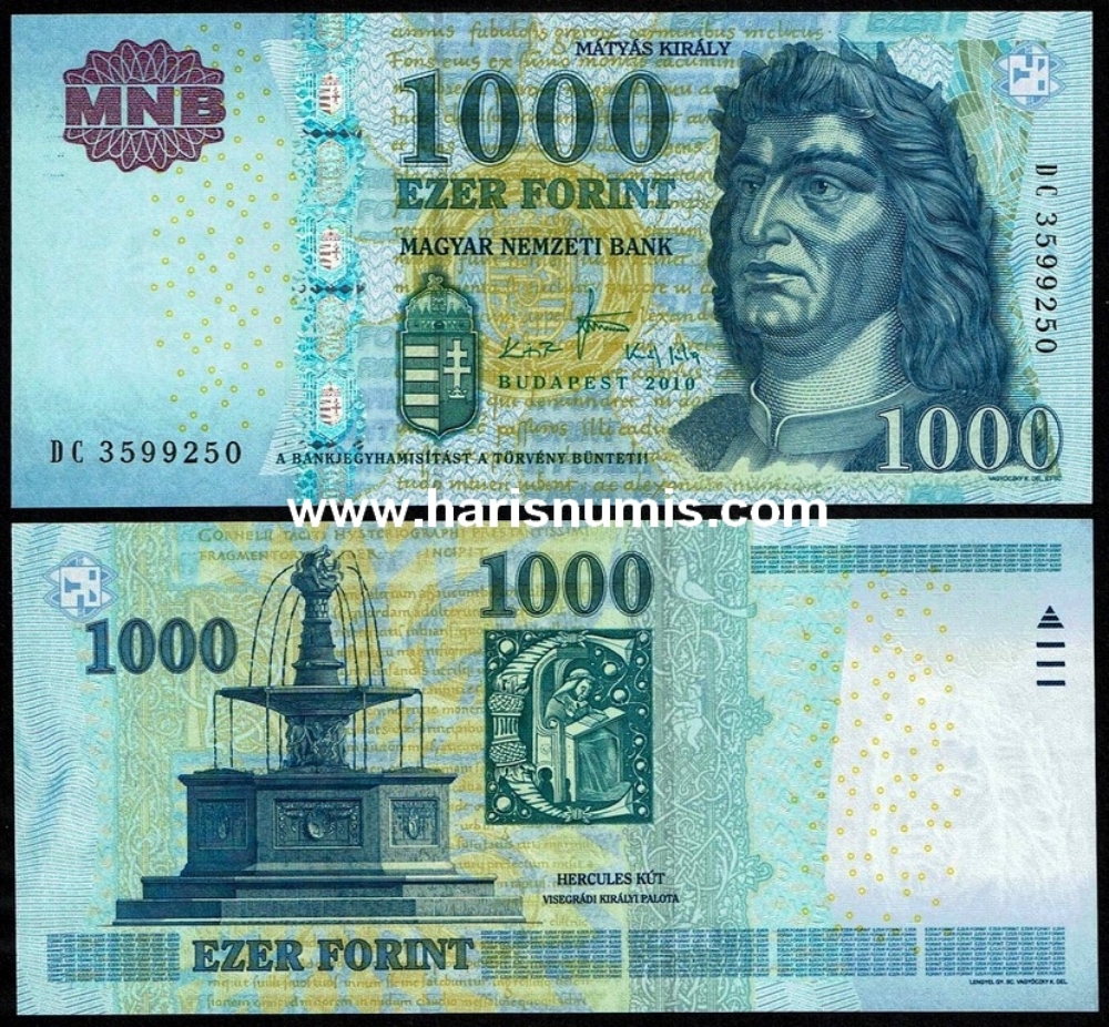 Picture of HUNGARY 1000 Forint 2010 P 197b UNC