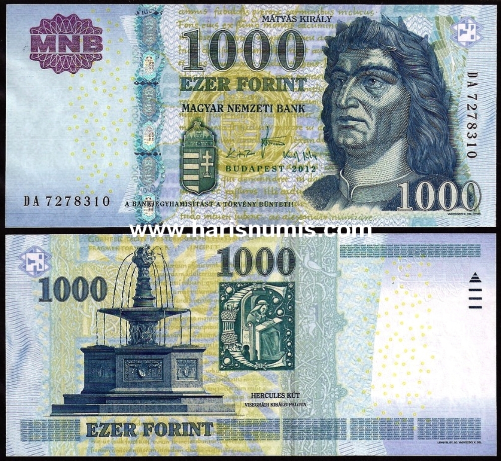 Picture of HUNGARY 1000 Forint 2012 P 197d UNC