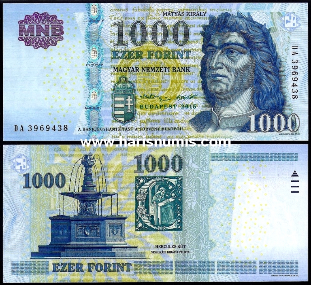 Picture of HUNGARY 1000 Forint 2015 P 197e UNC