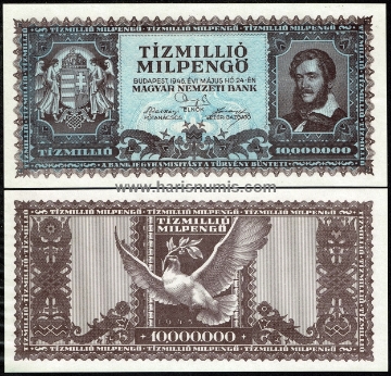 Picture of HUNGARY 10.000.000 MilPengö 1946 P129 UNC