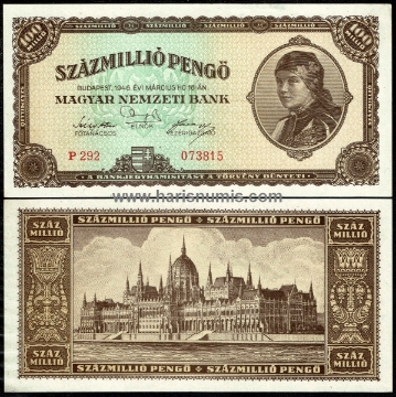 Picture of HUNGARY 100.000.000 Pengö 1946 P124 UNC