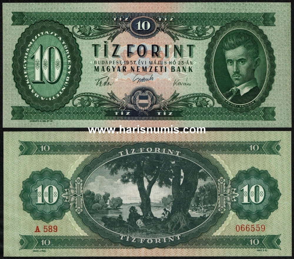 Picture of HUNGARY 10 Forint 1957 P168a UNC