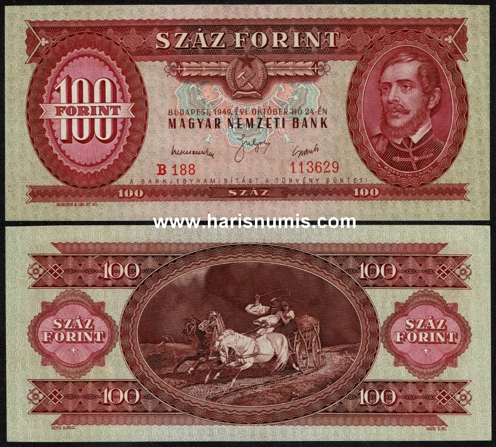 Picture of HUNGARY 100 Forint 1949 P166 UNC