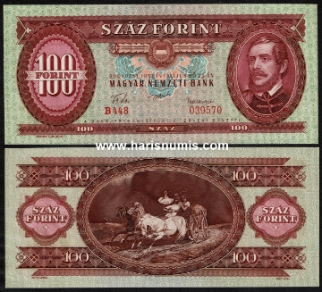 Picture of HUNGARY 100 Forint 1957 P171a UNC