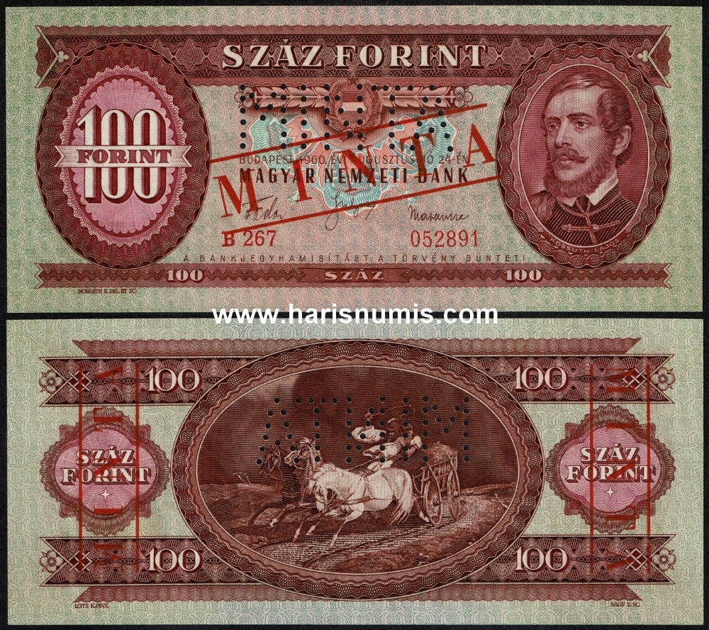 Picture of HUNGARY 100 Forint 1960 Specimen P 171bs UNC