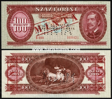 Picture of HUNGARY 100 Forint 1989 Specimen P 171hs UNC