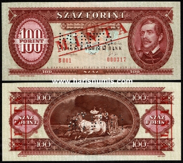 Picture of HUNGARY 100 Forint 1993 Specimen P 174bs UNC