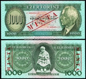 Picture of HUNGARY 1000 Forint 1983C Specimen P 173bs UNC