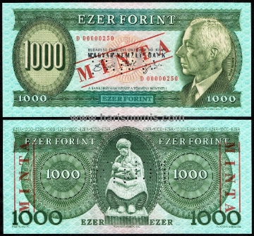 Picture of HUNGARY 1000 Forint 1992 Specimen P 176as UNC