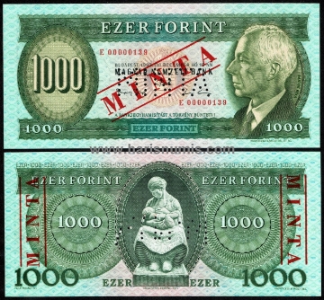 Picture of HUNGARY 1000 Forint 1993E Specimen P 176bs UNC