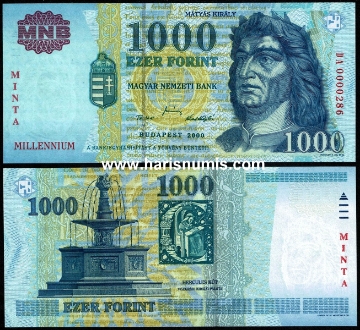 Picture of HUNGARY 1000 Forint 2000 Commemorative Specimen P 185s UNC