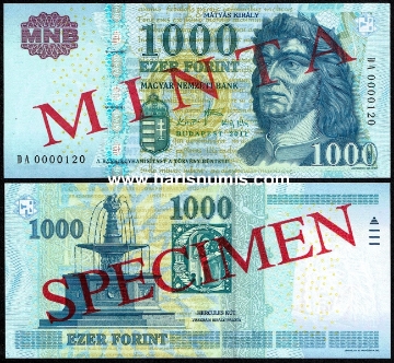 Picture of HUNGARY 1000 Forint 2011 Specimen P 197cs UNC