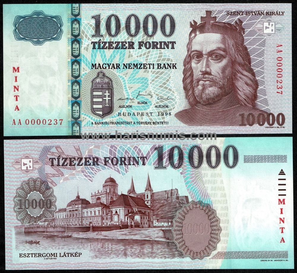 Picture of HUNGARY 10000 Forint 1998 Specimen P 183bs UNC