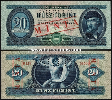 Picture of HUNGARY 20 Forint 1957 Specimen P 169as UNC