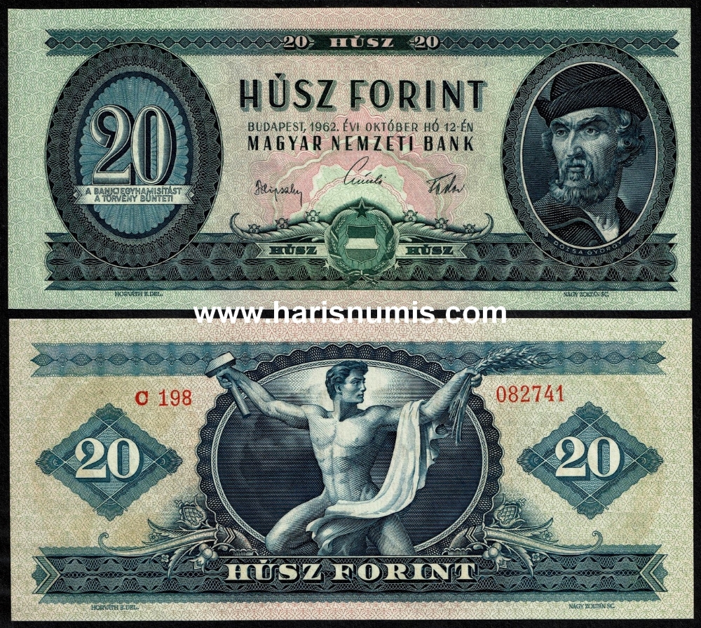 Picture of HUNGARY 20 Forint 1962 P169c UNC