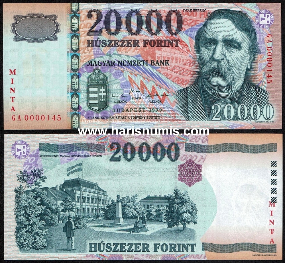 Picture of HUNGARY 20.000 Forint 1999 Specimen P 184as UNC