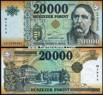 Picture of HUNGARY 20.000 Forint 2015 Specimen P 207as UNC