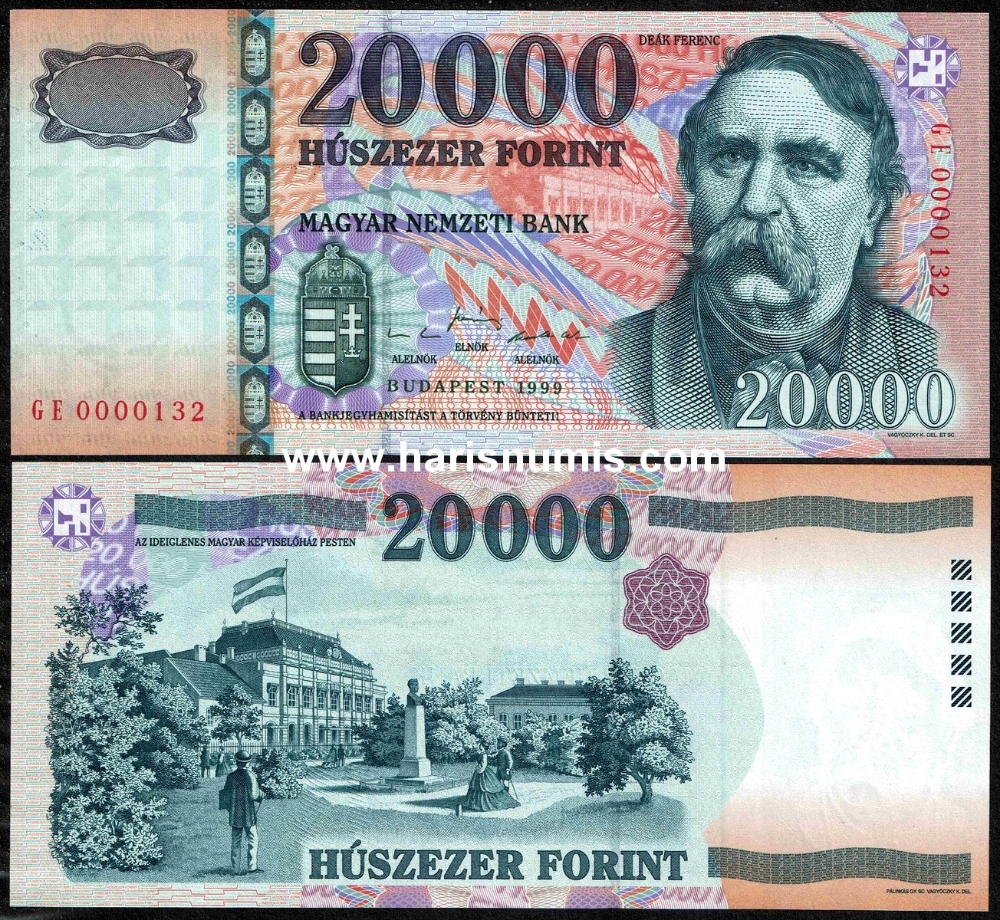 Picture of HUNGARY 20.000 Forint 1999 P184a UNC