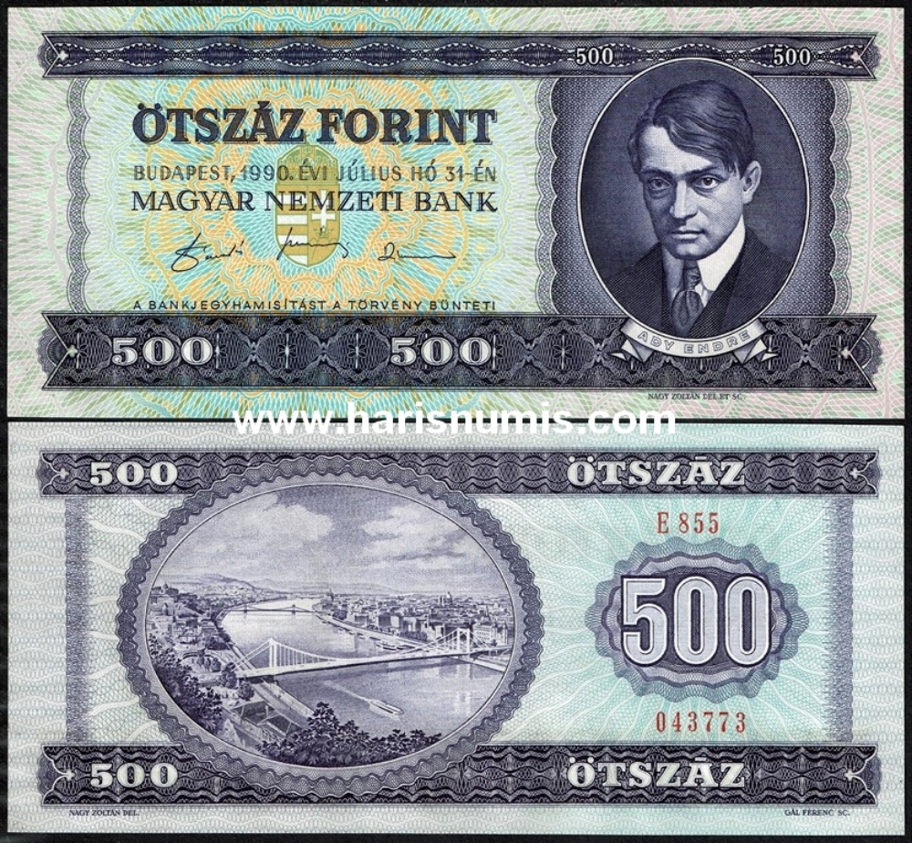 Picture of HUNGARY 500 Forint 1990 P175a UNC