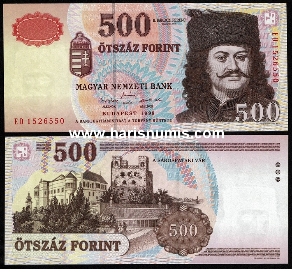 Picture of HUNGARY 500 Forint 1998 P179 UNC