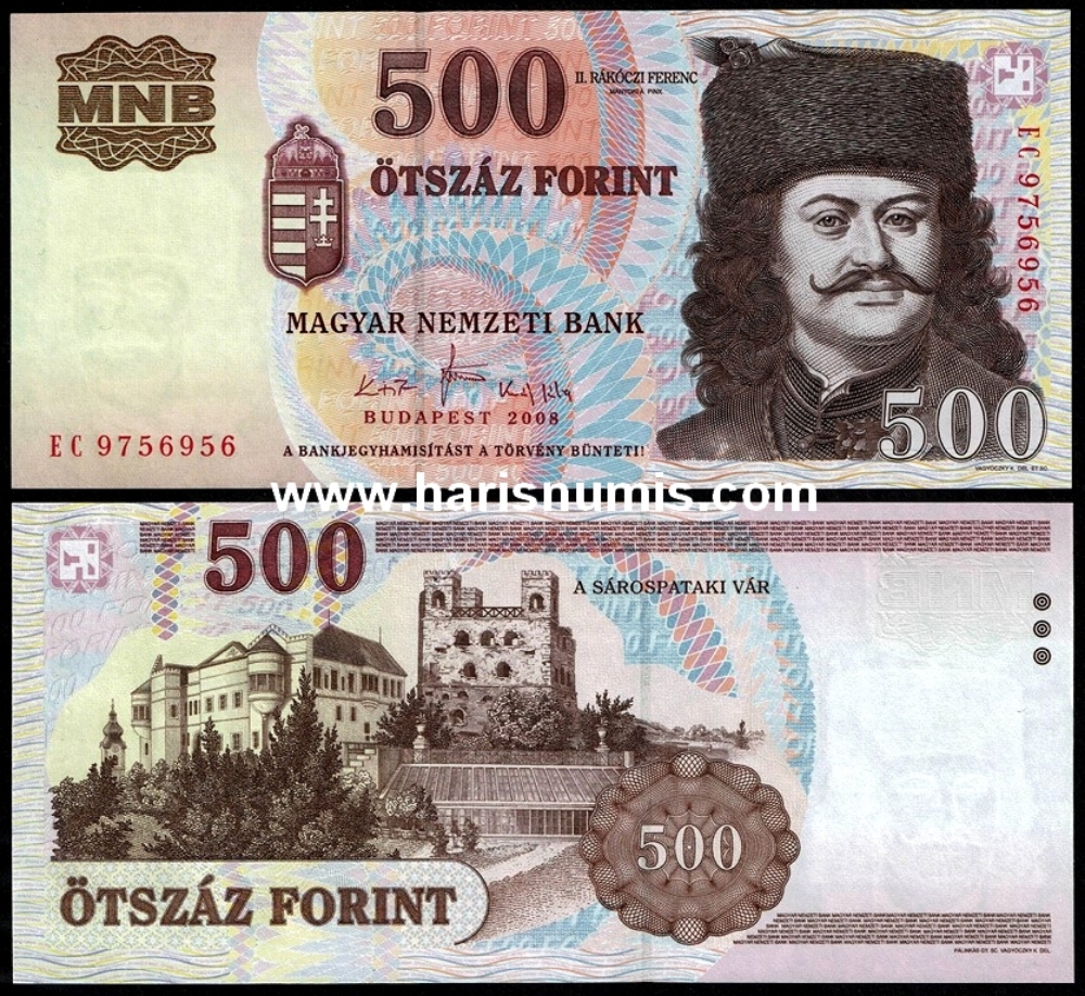 Picture of HUNGARY 500 Forint 2008 P 188f UNC