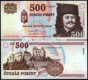 Picture of HUNGARY 500 Forint 2011 P 196d UNC