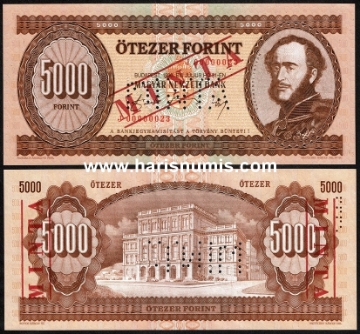 Picture of HUNGARY 5000 Forint 1990J Specimen P 177as UNC