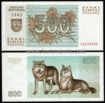 Picture of LITHUANIA 500 Talonas 1993 P46 UNC