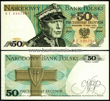 Picture of POLAND 50 Zlotych 1975 P142a UNC