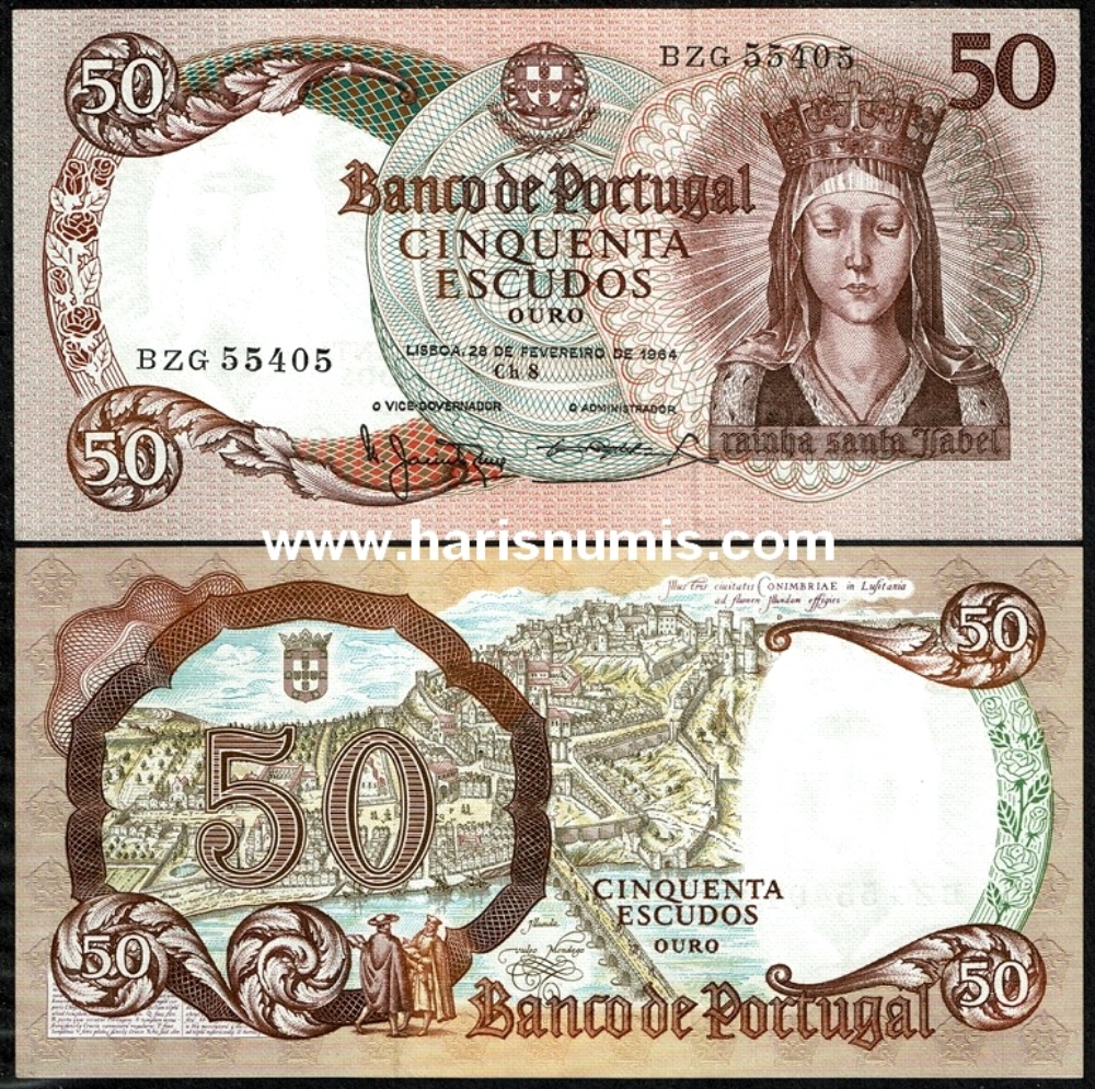 Picture of PORTUGAL 50 Escudos 1964 P168a.2 UNC