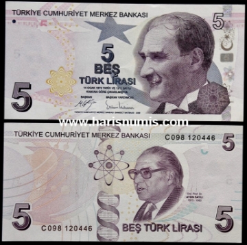 Picture of TURKEY 5 Lira 2009 P222 UNC