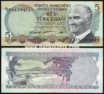 Picture of TURKEY 5 Lira L1930 (1968) P179 UNC