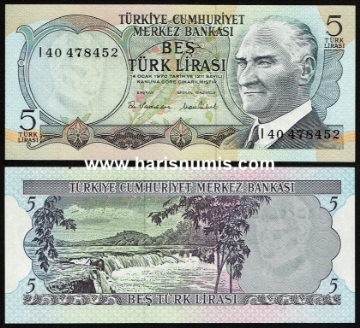 Picture of TURKEY 5 Lira L1970 (1976) P185 UNC